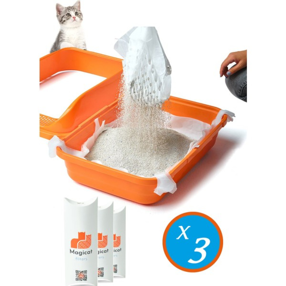 Magicat Kedi Kumu Temizleme Kokusuz Elekli Filtre, Kürek, (7'li S-M) 3'lü Avantaj Paketi - 59 x 70 cm - Beyaz Evcil Hayvan Ürünleri Fiyatı