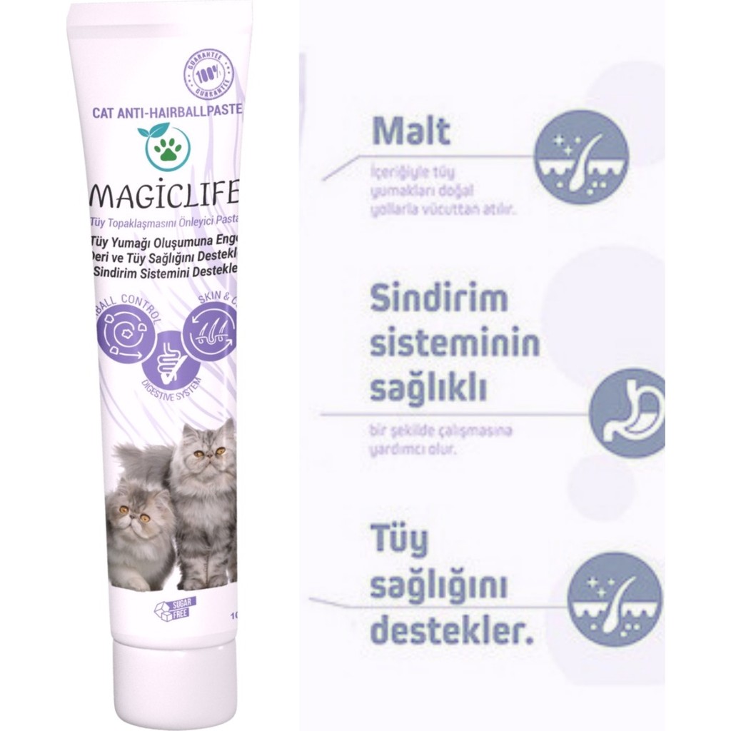 Magiclife Hairball Malt Paste 100GR Kediler Için Tüy Yumağı Önleyen Malt Paste Evcil Hayvan Ürünleri Fiyatı