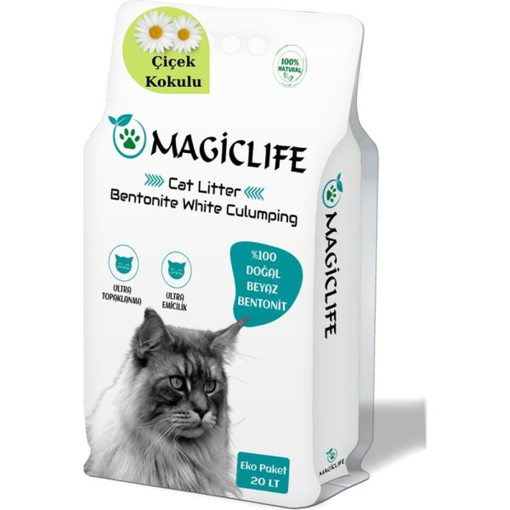 Magiclife İnce Tane Çiçek Kokulu Beyaz Bentonit Kedi Kumu 20 lt Evcil Hayvan Ürünleri Fiyatı