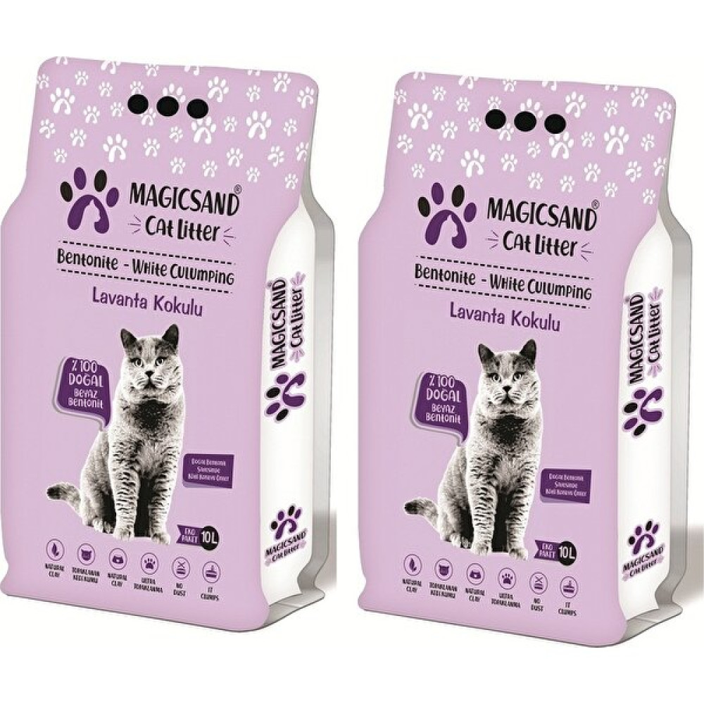Magicsand Lavanta Kokulu Topaklanan Kedi Kumu %100 Doğal Bentonit 2X10LITRE Evcil Hayvan Ürünleri Fiyatı