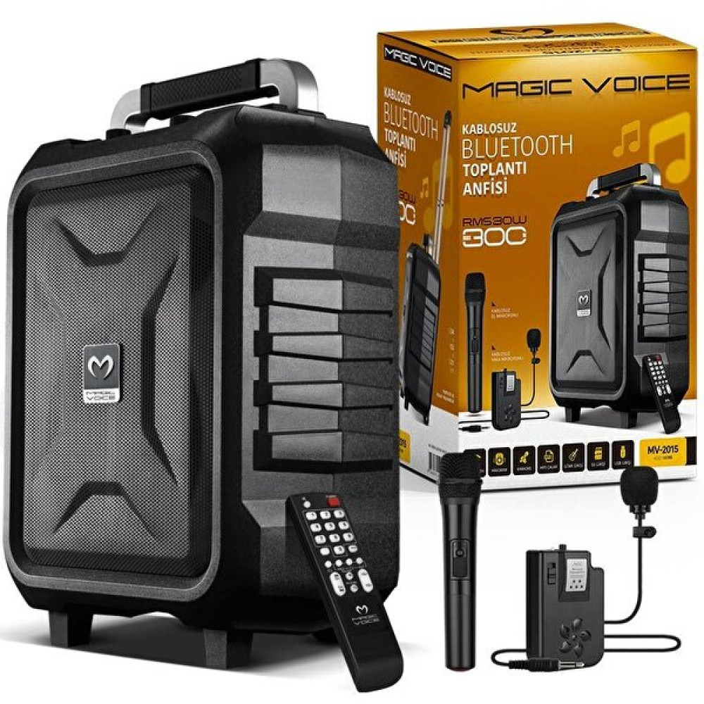 MagicVoice Mv-2015 300W Usb-Sd-Bt Siyah Mikrofonlu Aktif Hoparlör Amfili Hoparlör Fiyatı