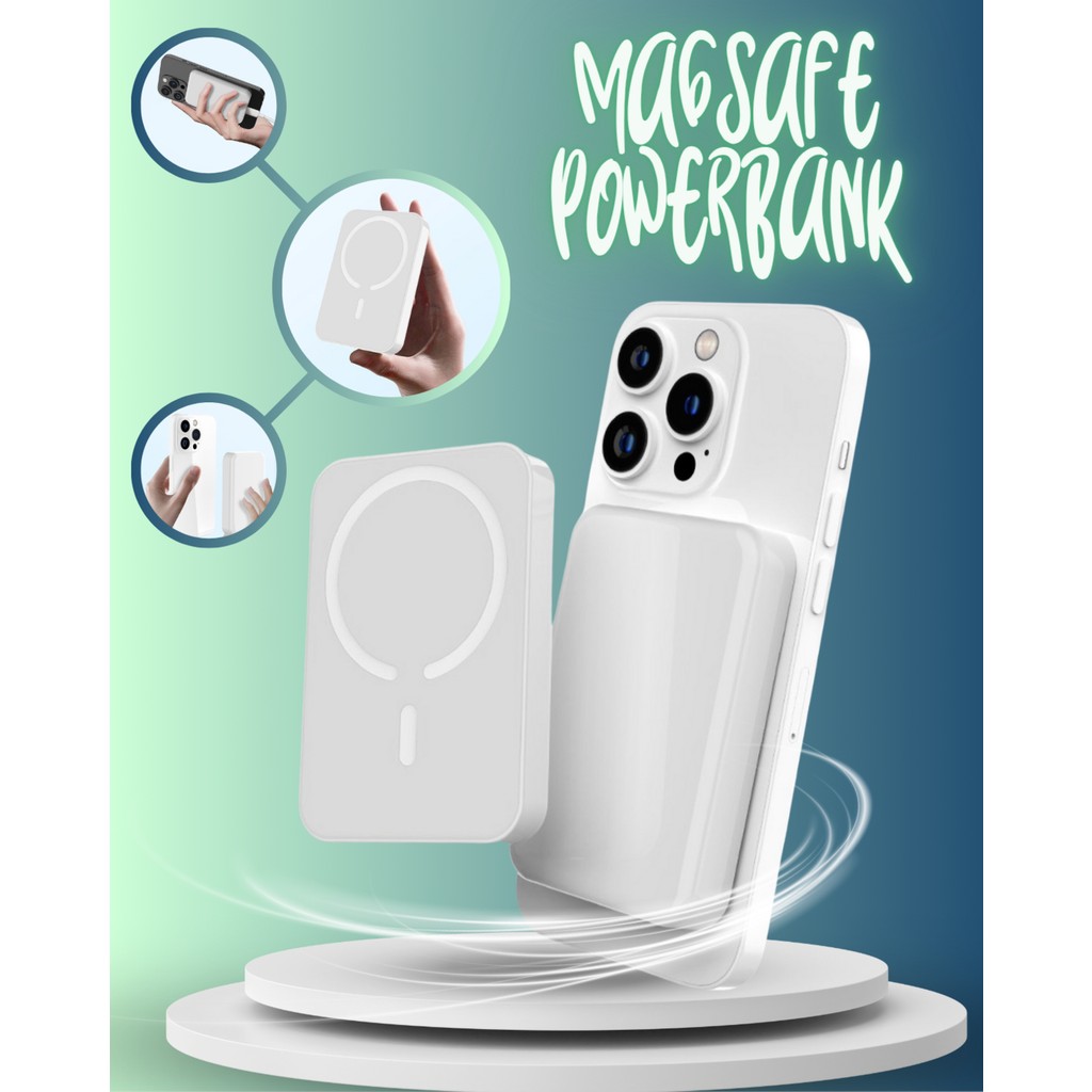 Magsafe Powerbank iPhone 11-12-13-14-15-16 Uyumlu Yapışkan Mıknatıslı 10.000MAH Taşınabilir Şarj - Beyaz Cep Telefonu Şarj Cihazı Fiyatı