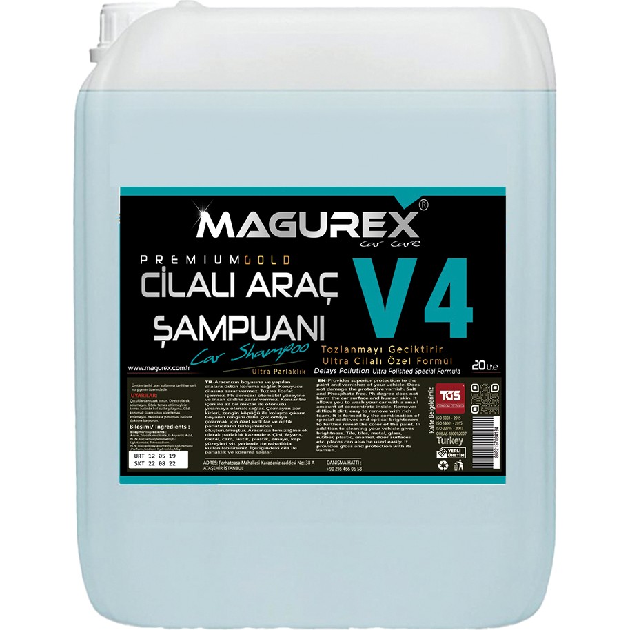 Magurex V4 Cilalı Araç Şampuanı 20 LT - Yüksek Köpüklü Parlatıcı Etkili Oto Şampuanı Bulaşık Yıkama Fiyatı