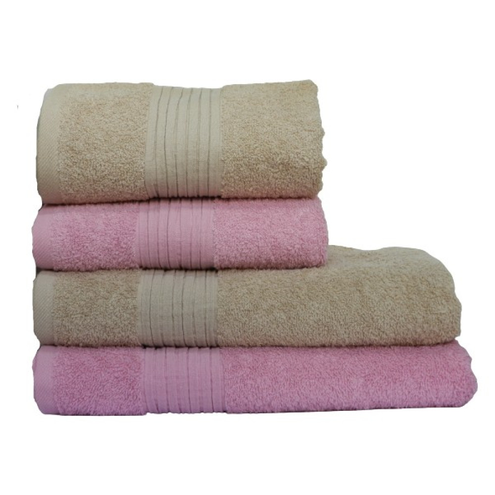 Mahir Havlu Banyo Havlu Takımı %100 Pamuk 4'lü Hamam Seti Bej-Pembe - Renkli - 70 x 140 cm - 50 x 90 cm Banyo Havlusu Fiyatı