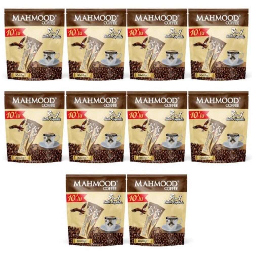 Mahmood Coffee 3'ü 1 Arada Sütlü Köpüklü Kahve 18 gr x 10 Adet x 10'lu Paket - 10 Paket Kahve Fiyatı