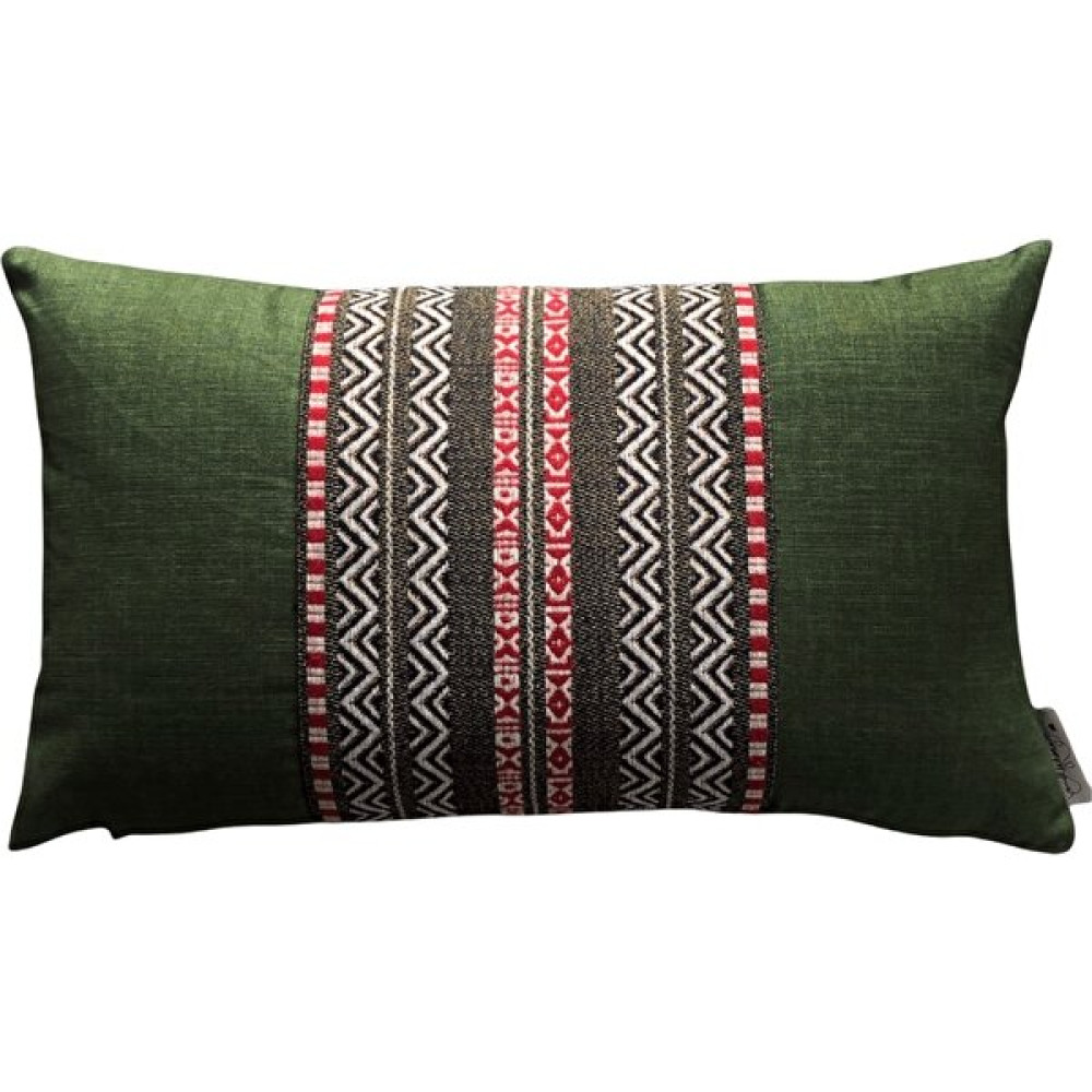 Mahmure Etnik Detaylı Yeşil Yastık Kılıfı - 50 x 30 cm Kırlent / Mobilya Yastığı Fiyatı