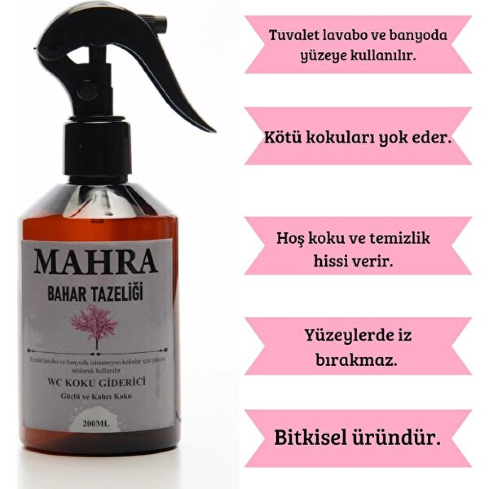 Mahra Bahar Tazeliği Kokulu Wc Lavabo ve Banyo Kötü Koku Giderici Ultra Kalıcı Yüzey Parfümü Oda Kokusu 200 ml Oda Kokusu Fiyatı