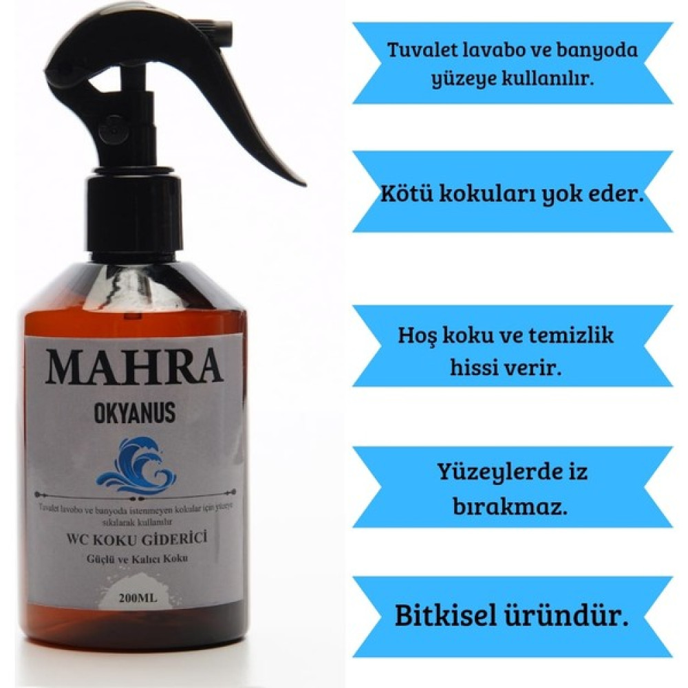 Mahra Okyanus Kokulu Wc Lavabo ve Banyo Kötü Koku Giderici Ultra Kalıcı Yüzey Parfümü Oda Kokusu200 Ml Oda Kokusu Fiyatı