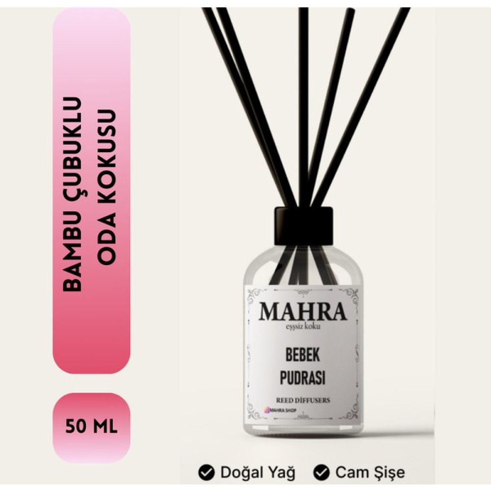 Mahra Shop Bebek Pudrası Çubuklu Oda Kokusu Esansiyel Uçucu Yağ Baby Powder 50 ml Oda Kokusu Fiyatı