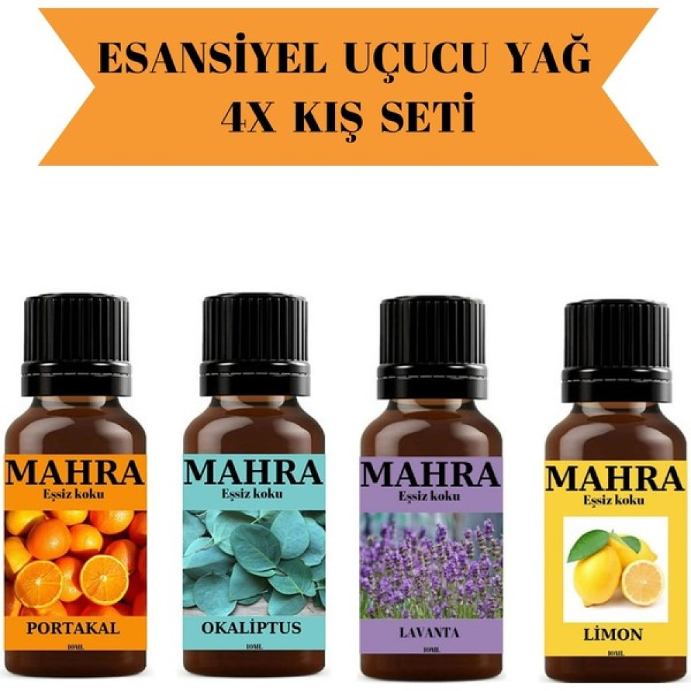 Mahra Shop Mahra 4'lü Set Esansiyel Uçucu Koku Yağı Buhurdanlık Yağı Difüzör Esansı Ortam Oda Kokusu 10 ml x 4 Adet Oda Kokusu Fiyatı