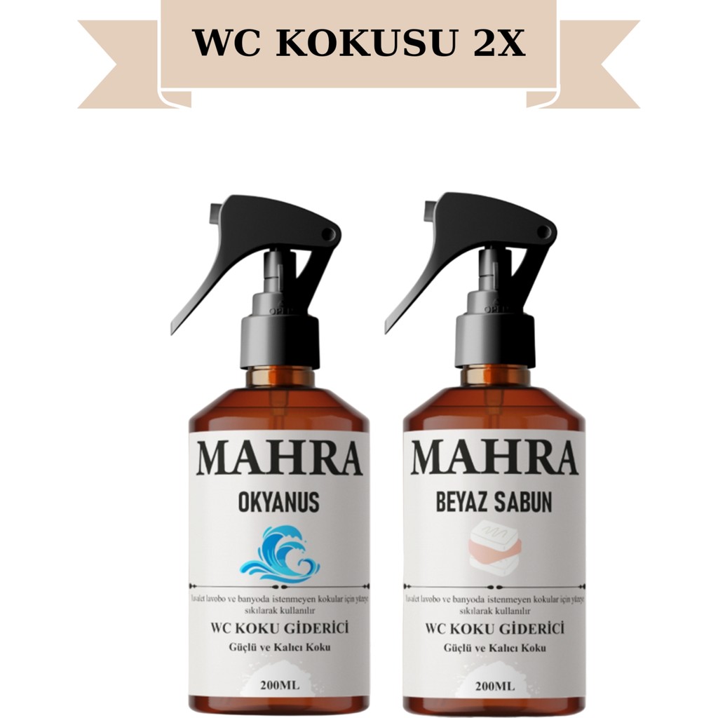 Mahra Shop Mahrashop Beyaz Sabun Okyanus Wc Lavabo ve Banyo Kötü Koku Giderici Ultra Kalıcı Yüzey Parfümü Oda Kokusu 2'li Set 200 ml Parfümler Fiyatı