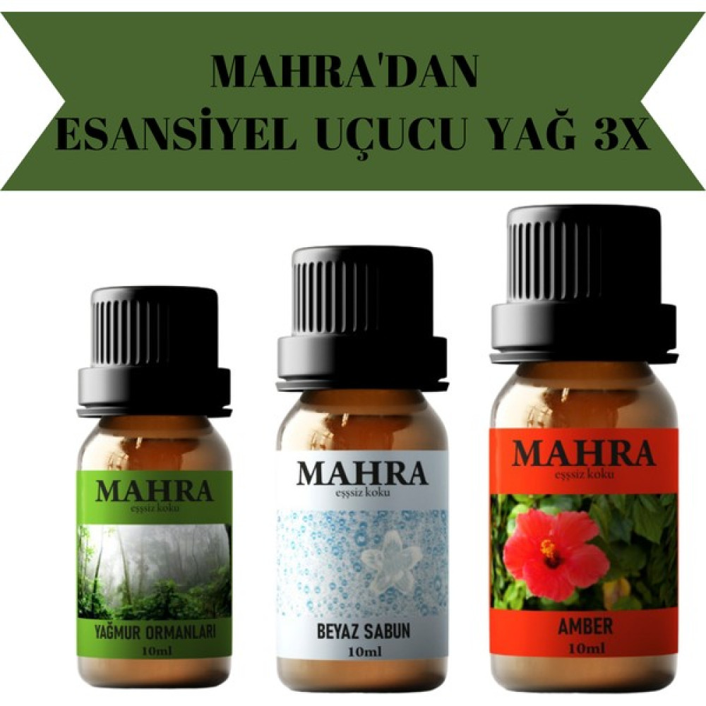 Mahra Yağmur Ormanları, Beyaz Sabun, Amber Esansiyel Uçucu Buhurdanlık Yağı Oda Kokusu 10 ml x 3 Oda Kokusu Fiyatı