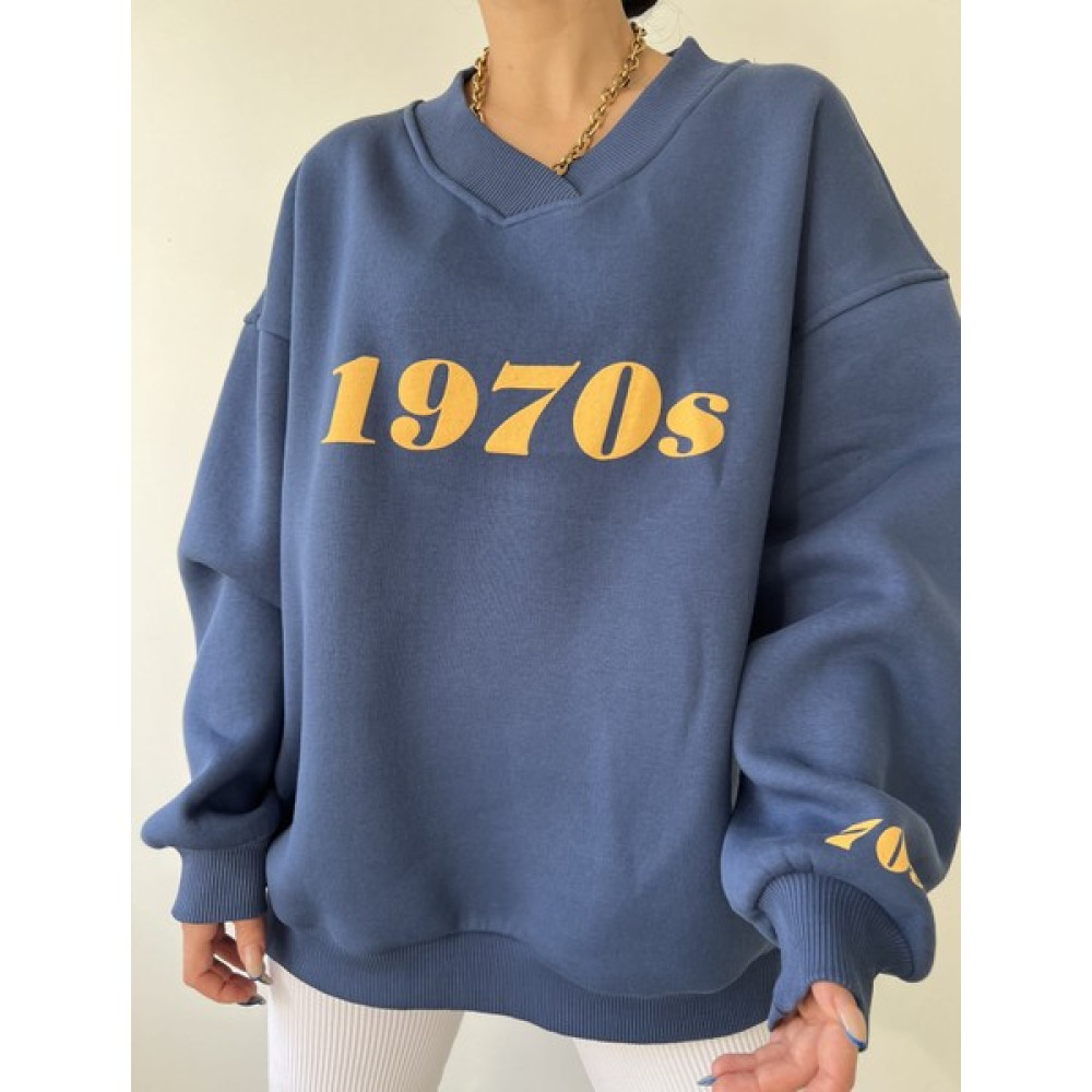 Mai 1970S Indigo Oversize Unisex Sweatshirt Bayan Sweatshirt Fiyatı