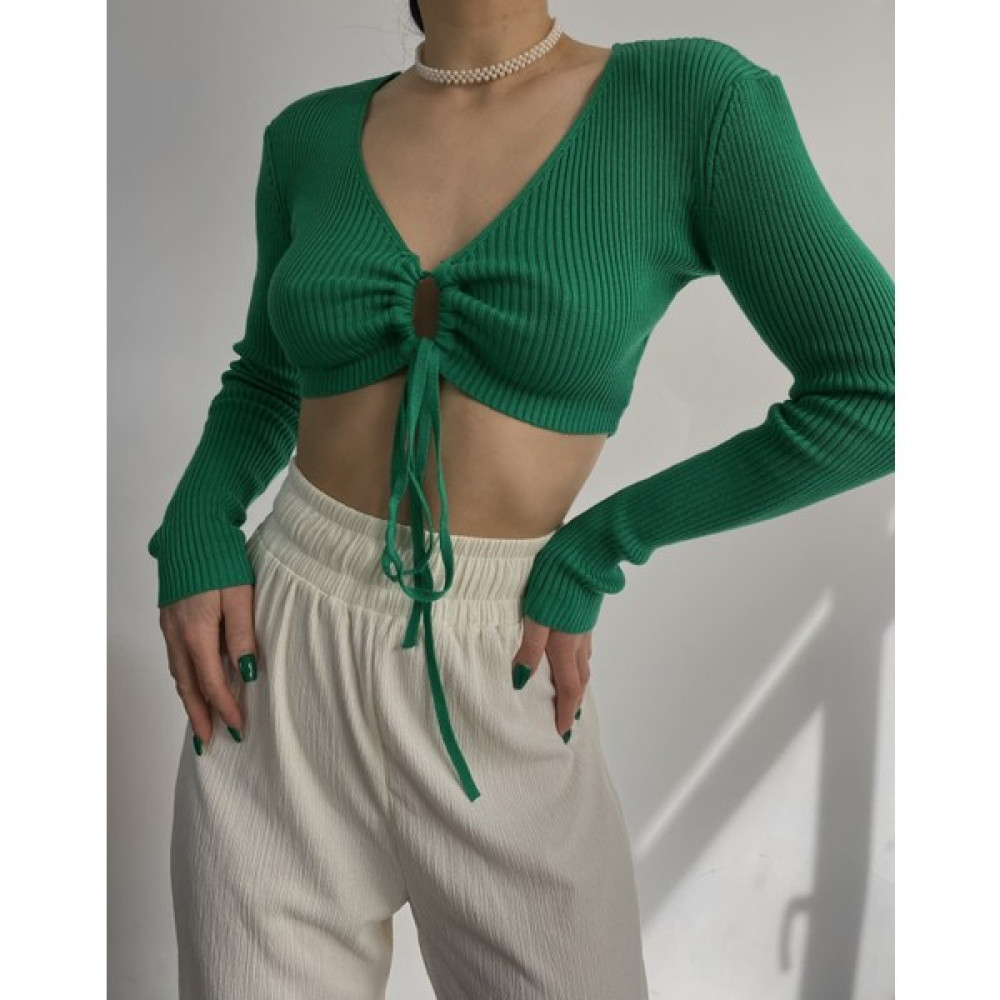 Mai Berta Yeşil Triko Crop Bluz Fiyatı