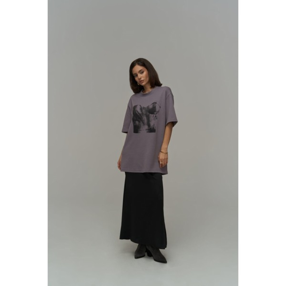 Mai Collection Corset Boz Lila Oversize T-Shirt Bayan T-shirt Fiyatı