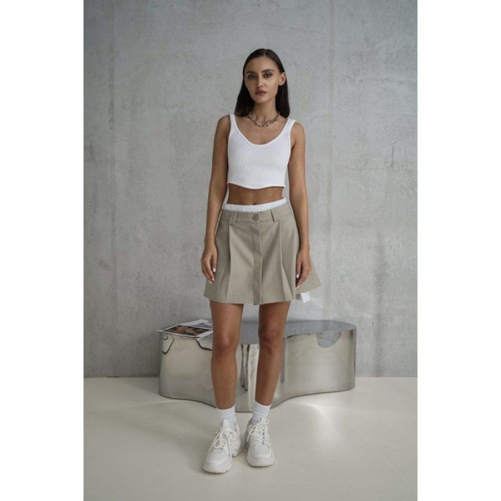 Mai Collection Gabbie Baksır Detay Olive Green Mini Etek Etek Fiyatı