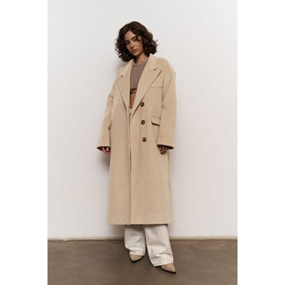 Mai Collection Lowen Bej Oversize Kaban Kadın Kaban Fiyatı
