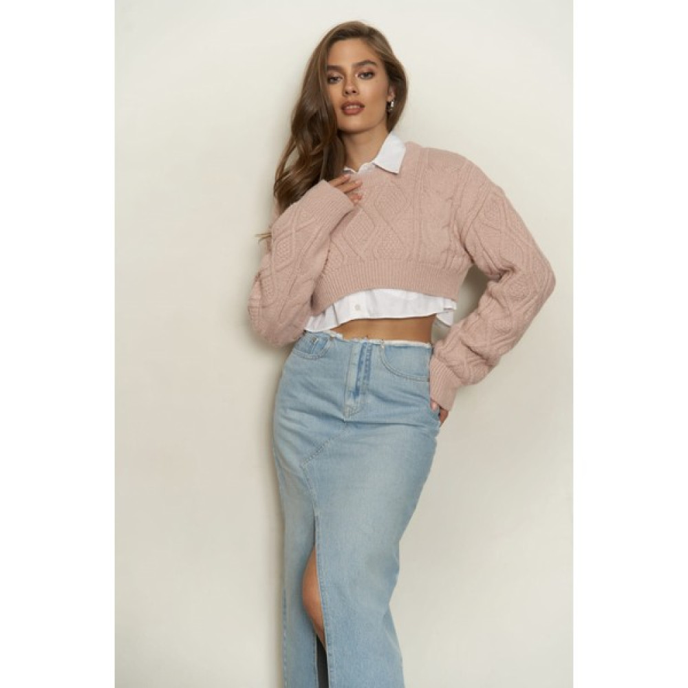Mai Collection Mohan Soft Pembe Crop Kazak Bayan Kazak & Süveter & Triko Fiyatı