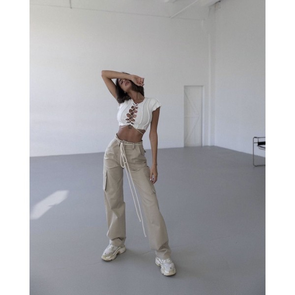 Mai Collection Oslo Bağlamalı Beyaz Crop Bluz Fiyatı