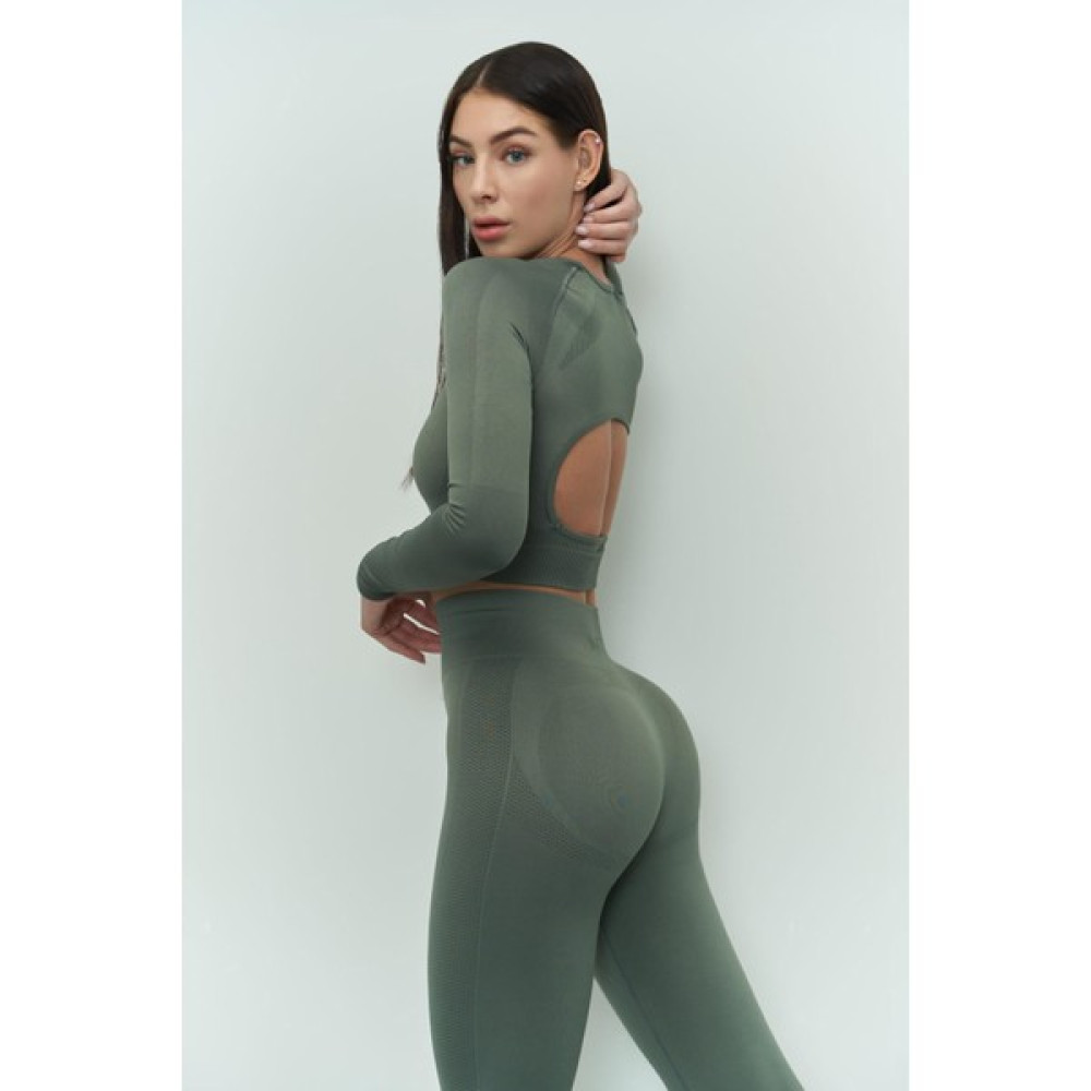 Mai Collection Sandra Yeşil Uzun Kollu Crop Bluz Fiyatı