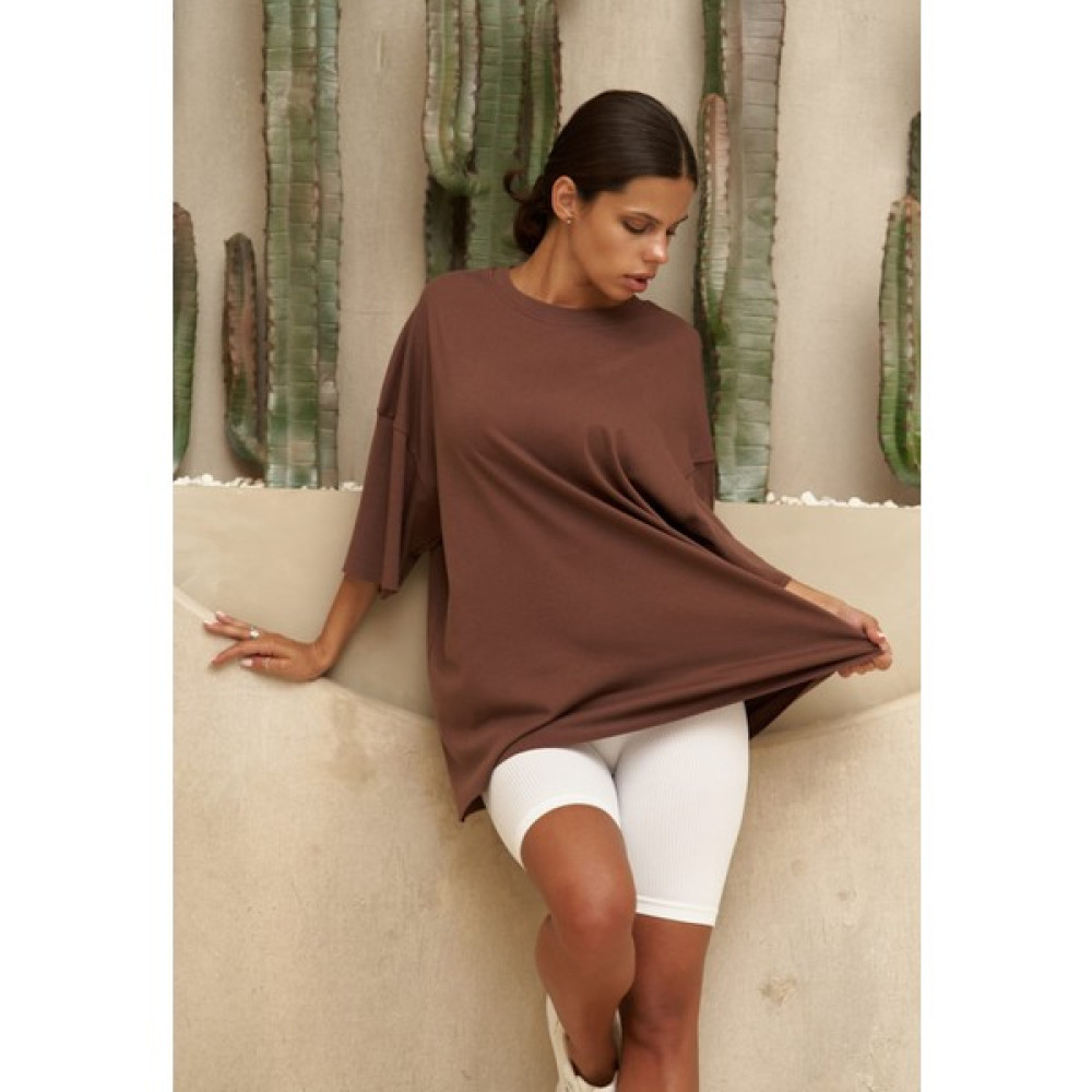 Mai Collection Taylor Oversize Kahve T-Shirt Bayan T-shirt Fiyatı