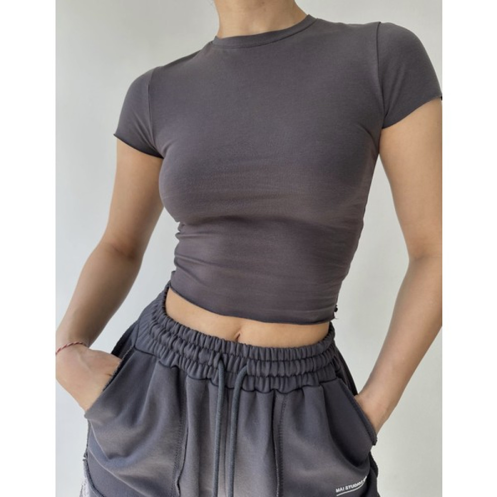 Mai Collection Toppin Antrasit Penye Crop Bluz Fiyatı