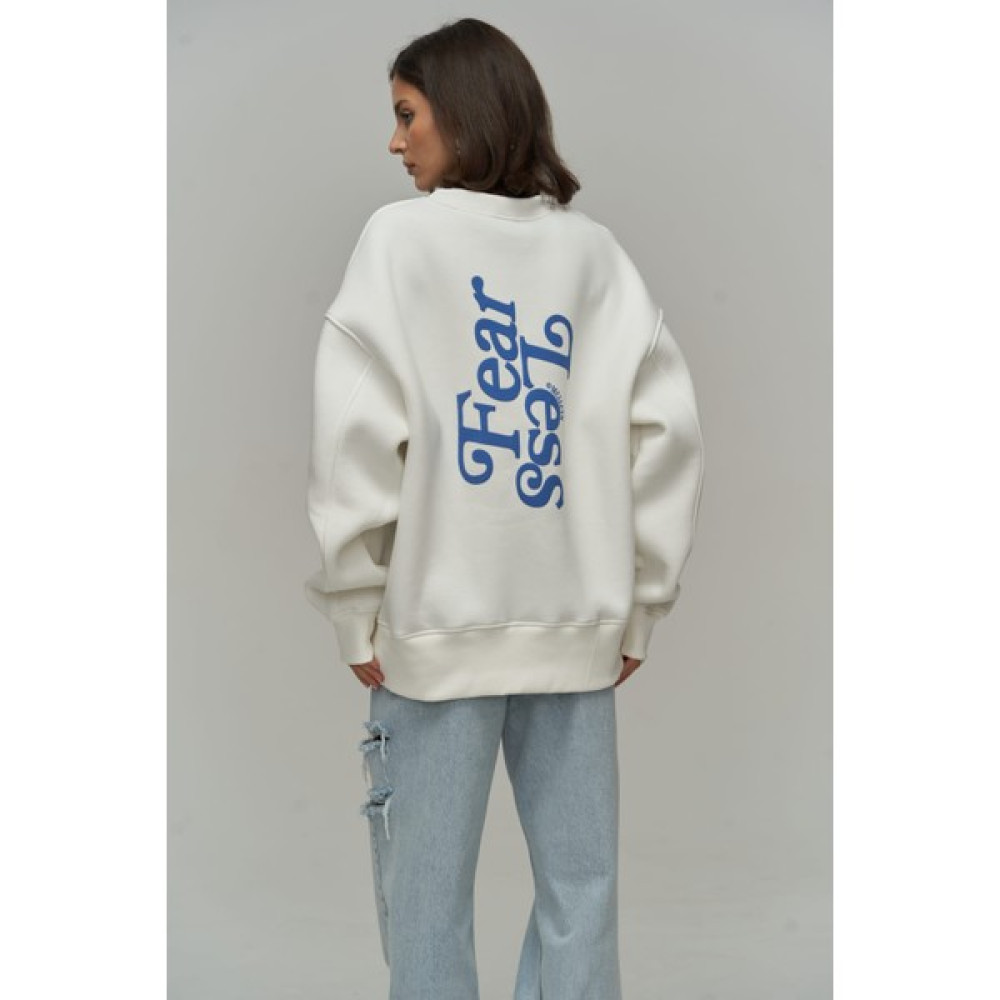 Mai Fear Less Beyaz Oversize Sweatshirt Bayan Sweatshirt Fiyatı