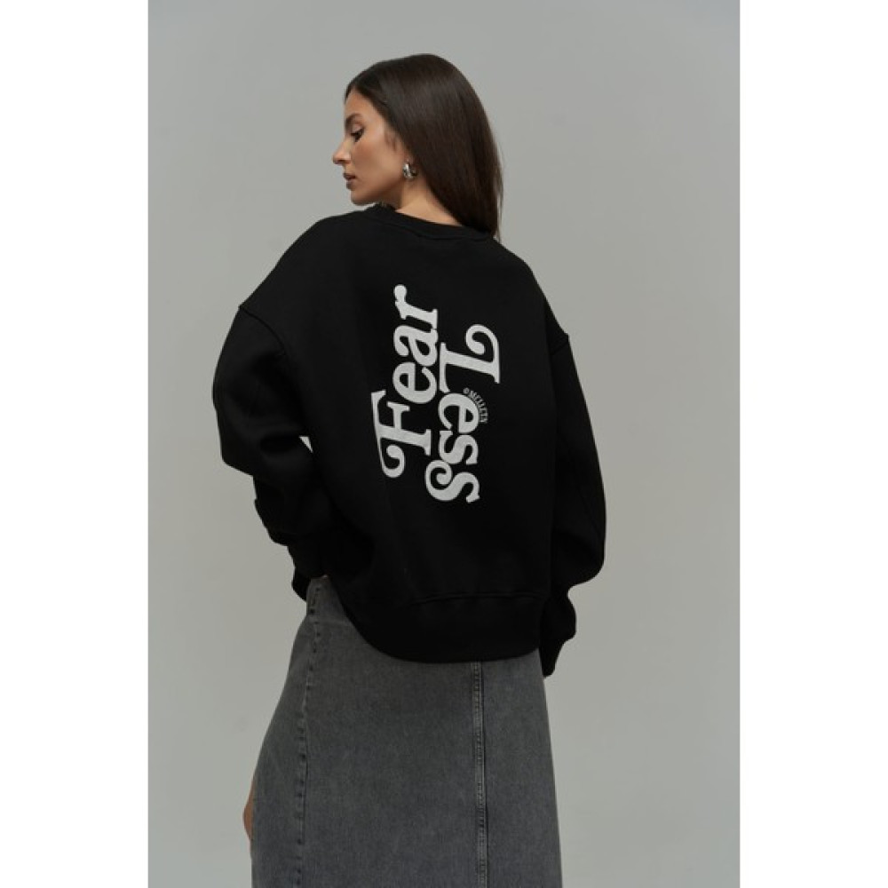 Mai Fear Less Siyah Oversize Sweatshirt Bayan Sweatshirt Fiyatı