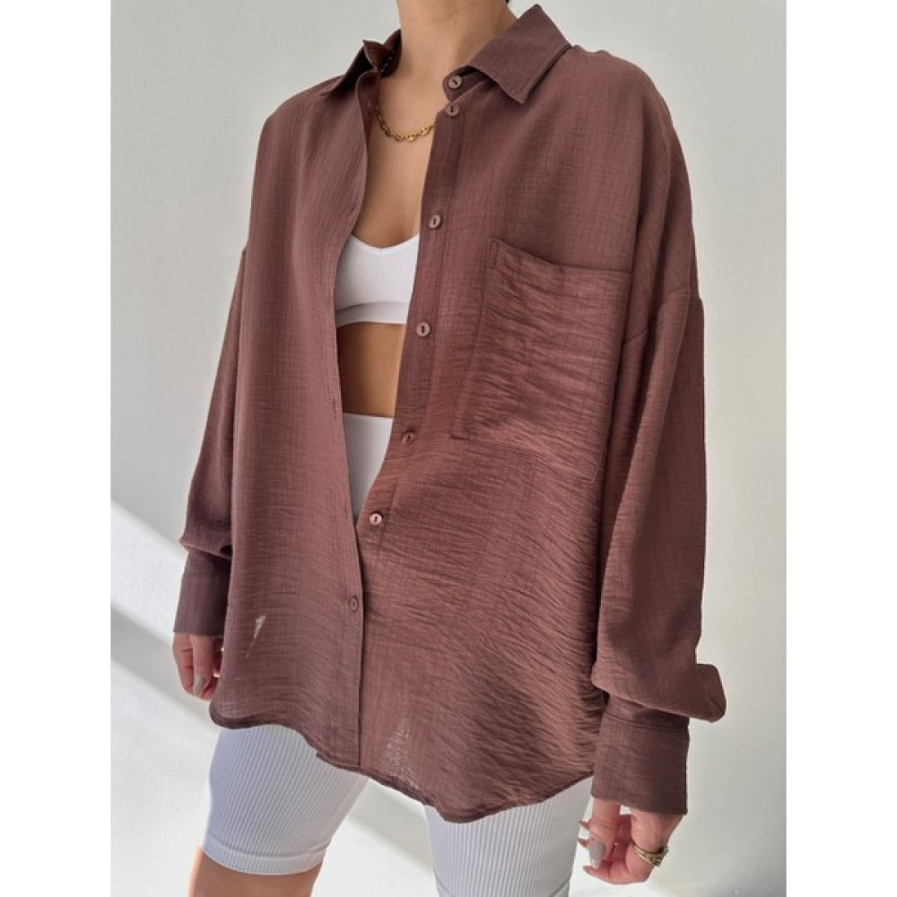Mai Kendall Çikolata Kahve Oversize Gömlek Kadın Gömlek Fiyatı