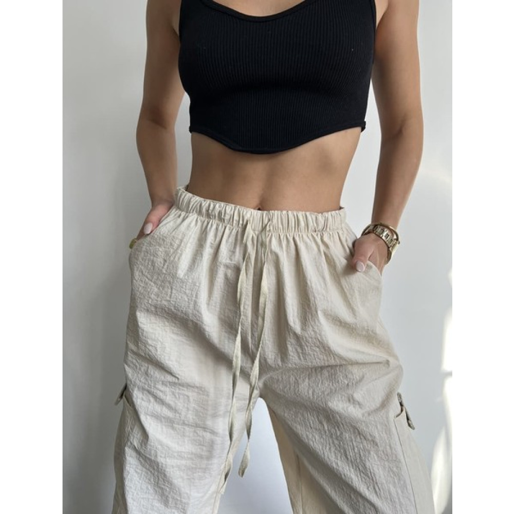 Mai Paraşüt Bej Unisex Kargo Pantolon Kadın Pantolon Fiyatı