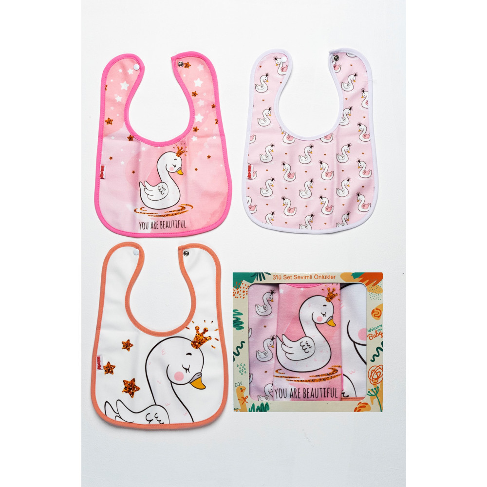 Mai Perla Kuğu Temalı Kare 3 Parça Microfiber Mama Önlüğü Kendi Kutusunda (su Geçirmez) Çıtçıtlı Mama Önlüğü Fiyatı