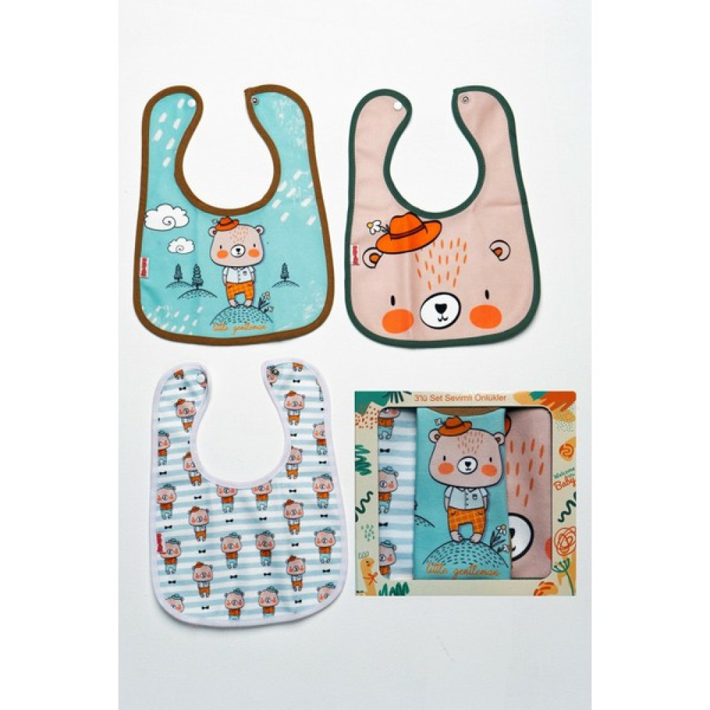 Mai Perla Little Gentleman Temalı Kare 3 Parça Microfiber Mama Önlüğü Kendi Kutusunda (Su Geçirmez) Çıtçıtlı - 0 - 3 Yaş - Mint Mama Önlüğü Fiyatı