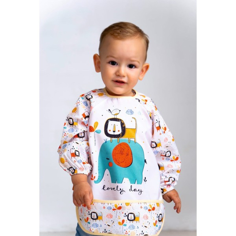 Mai Perla Lovely Day Uzun Kollu Bebek Mama Önlüğü - 0 - 3 Yaş - Beyaz Mama Önlüğü Fiyatı