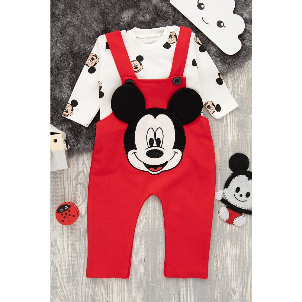 Mai Perla Mickey Baskılı Unisex Kırmızı Salopet Takım 4 YAŞ Beden Kadın Giyim Fiyatı