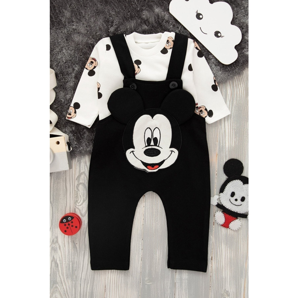 Mai Perla Mickey Baskılı Unisex Siyah Salopet Takım 0-3 AY Beden Kadın Giyim Fiyatı
