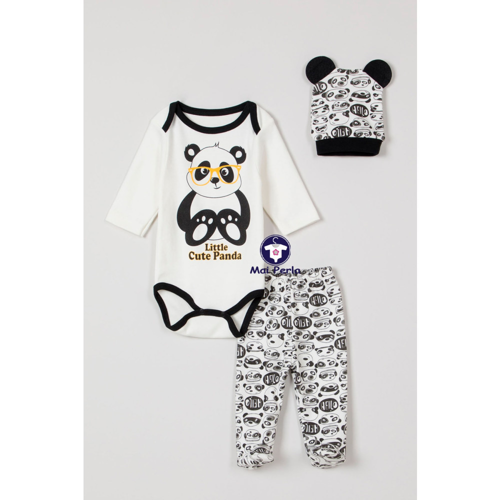 Mai Perla Unisex Bebek Panda Zıbın Takımı 3 Lü 6-9 AY Beden Bebek Giyim-Tekstil Fiyatı
