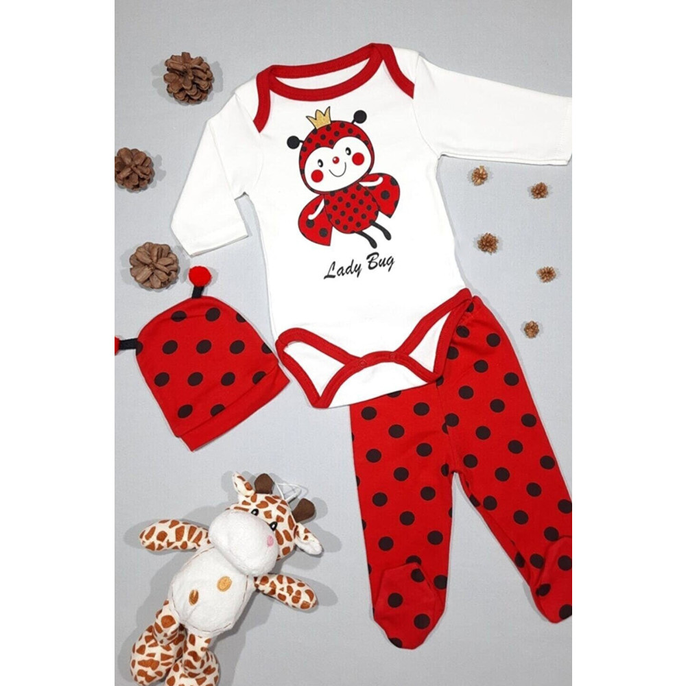 Mai Perla Unisex Bebek Uğur Böceği Zıbın Takımı 3 Lü 0-3 AY Beden Bebek Giyim-Tekstil Fiyatı