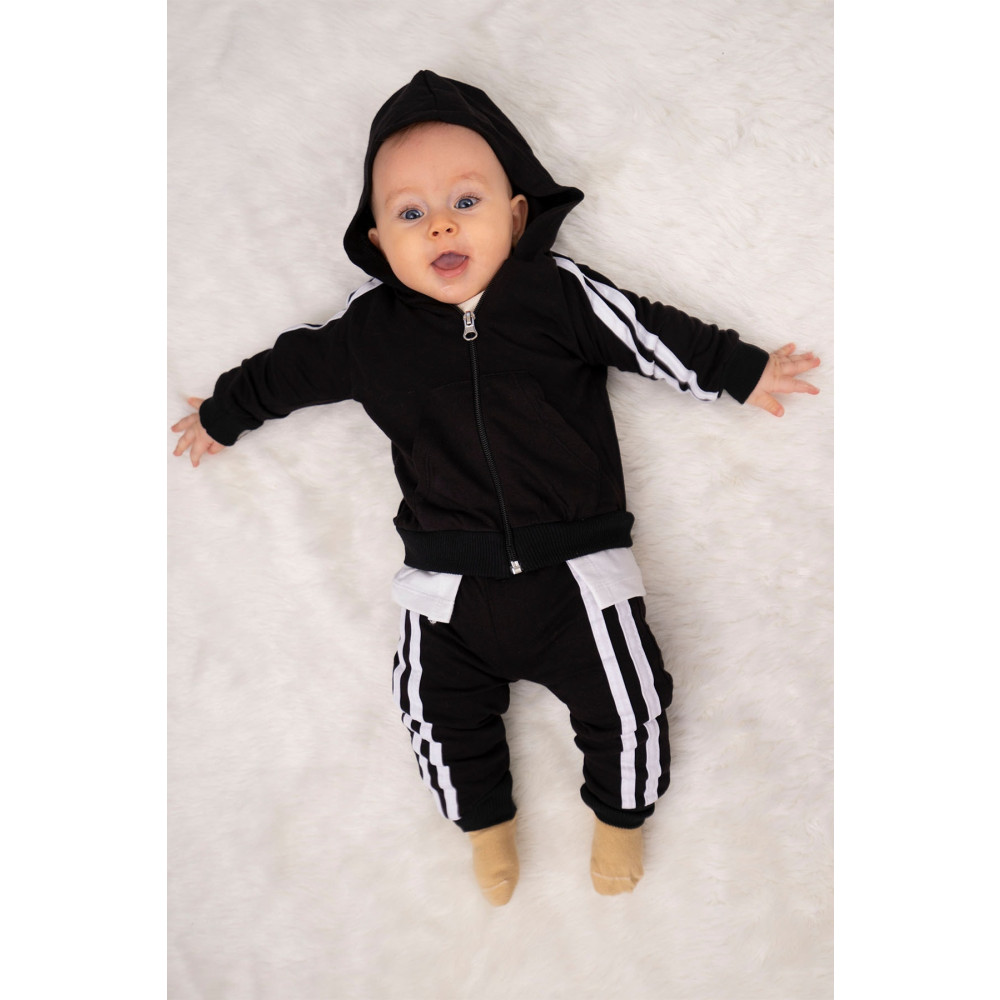 Mai Perla Yandan Çizgili Kanguru Cepli Fermuarlı Sports Wear 2 Li Bebek Takım 12-18 AY Beden Bebek Giyim-Tekstil Fiyatı