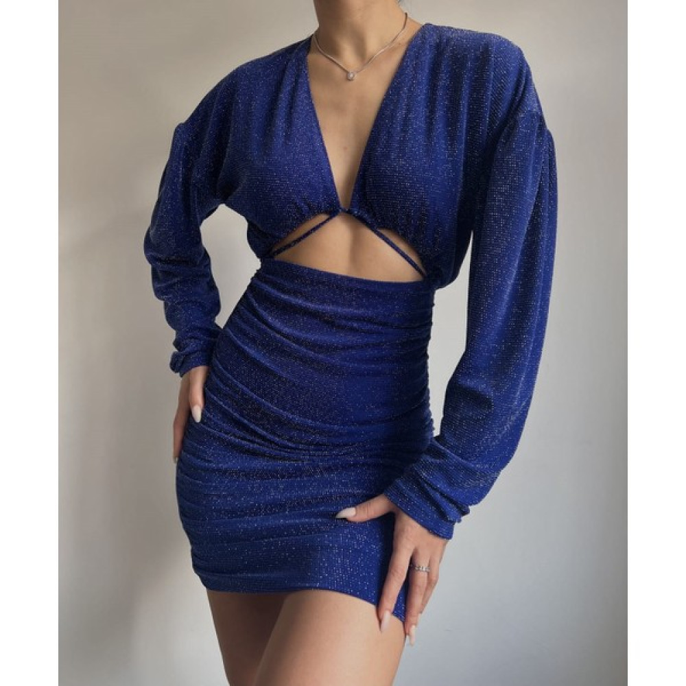 Mai Shine Gece Mavisi Simli Mini Elbise Elbise Fiyatı