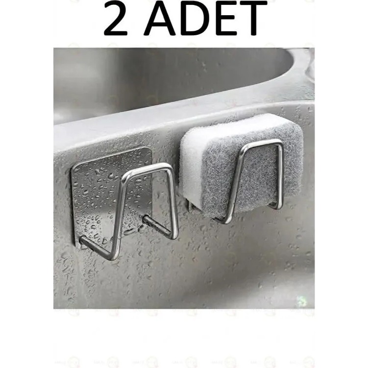 MAİN SHOP 2 Adet Gümüş Renk Bulaşık Süngeri Tutacağı Paslanmaz Çelik Yapışkanlı Sünger Tutucu Çok Amaçlı Askı M- Sng1 Diğer Fiyatı