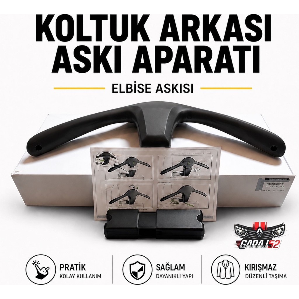 Mais Araç Koltuk Arkası Askı Aparatı | Güçlendirilmiş Tasarım Organizer (12-15 cm Uyumlu) 7711785946 Koltuk Fiyatı