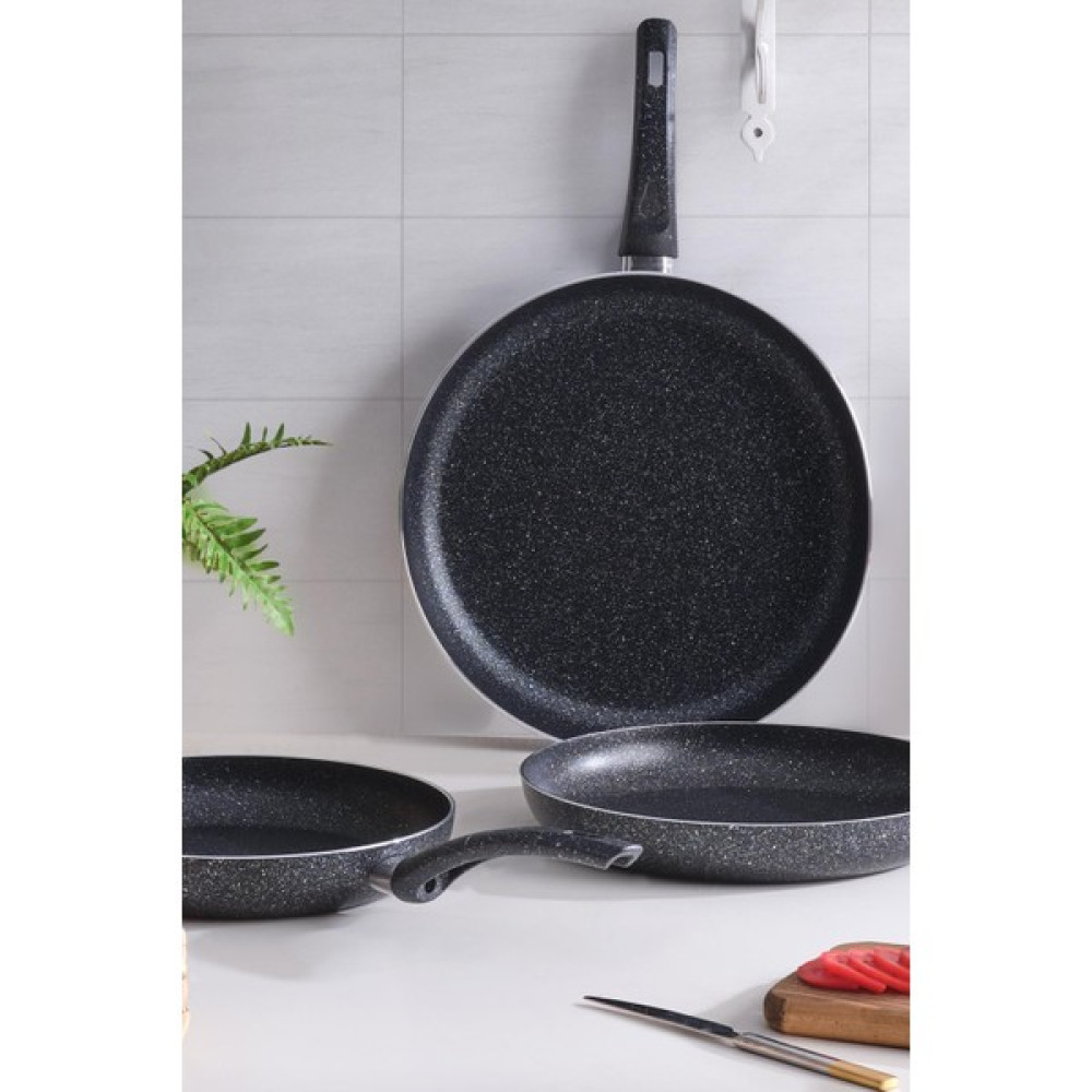 Maison Art Comfort Tava Seti Granit Tek Kulplu Tava 28-30-32 cm - Siyah Tavalar Fiyatı