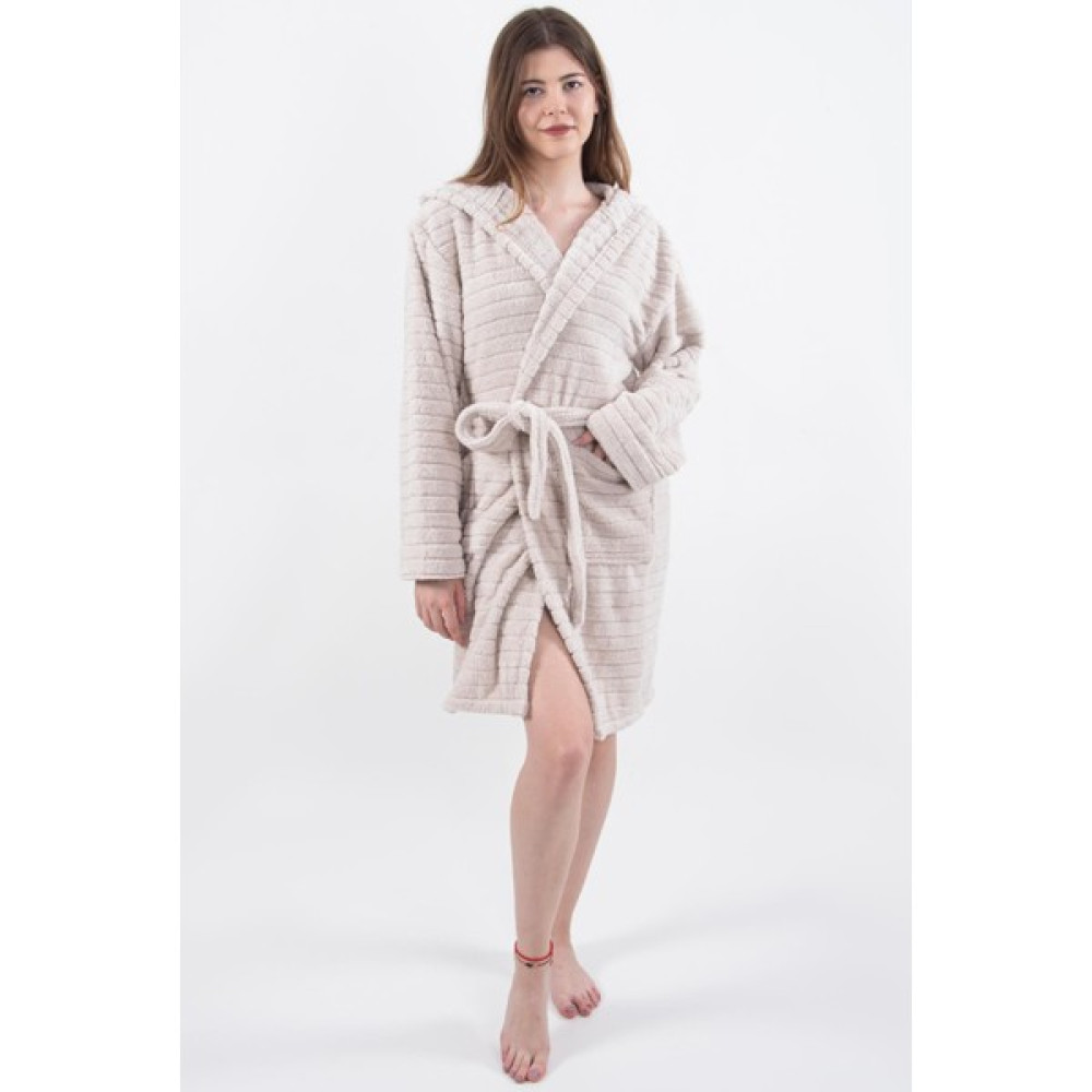 Maison Art Comfy | Kapşonlu Wellsoft Peluş Bornoz Sabahlık | Robdeşambr Kadın Bornoz - S - M - Antrasit Bornoz Fiyatı