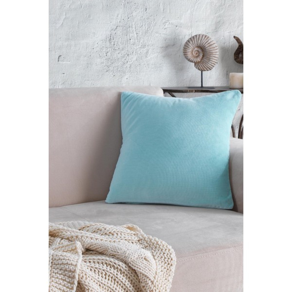 Maison Art Cozy | 1 Adet Turkuaz Renk Kadife Pamuklu Kırlent Yastık Kılıfı 44 x 44 cm Kırlent / Mobilya Yastığı Fiyatı