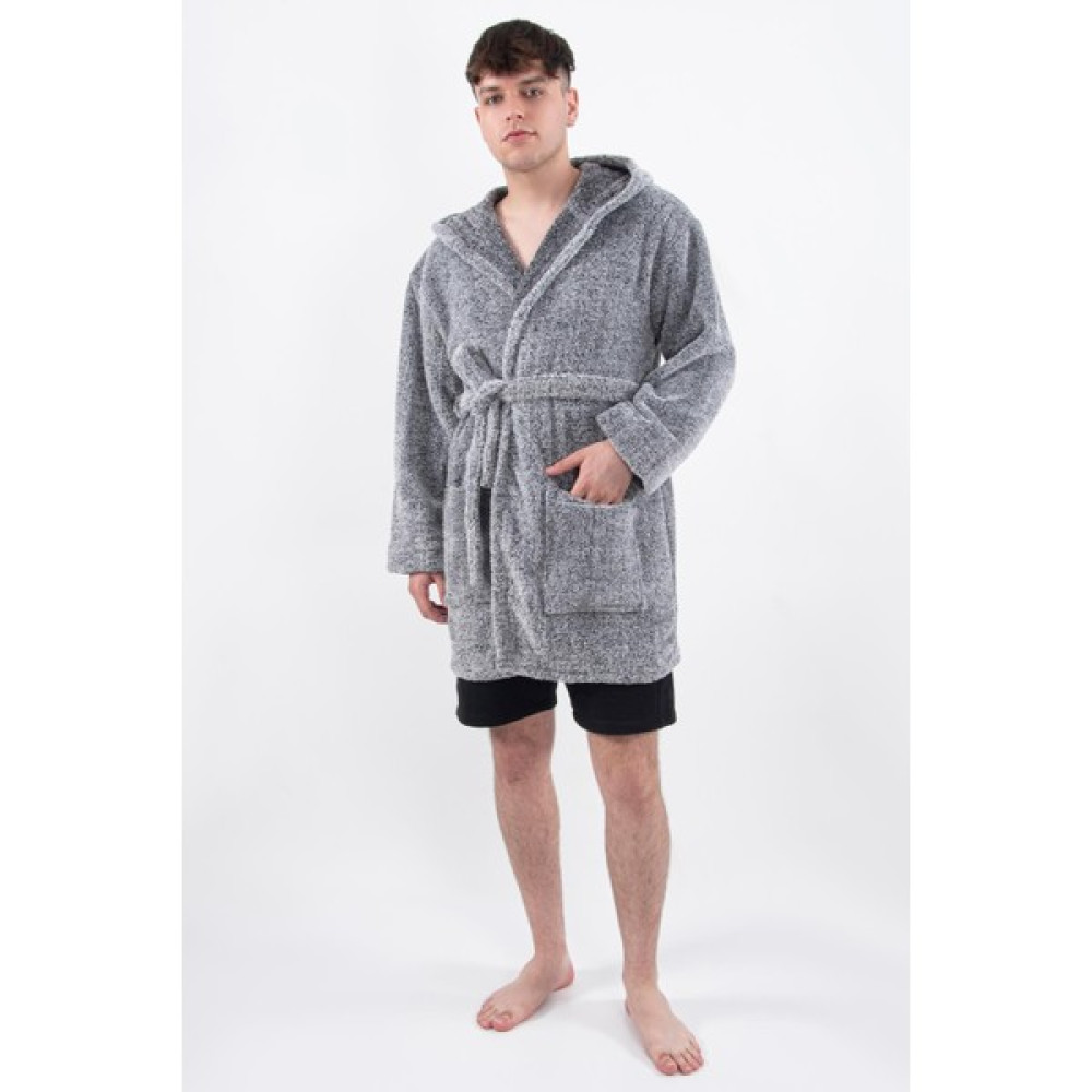 Maison Art Plain Unisex Sabahlık Bornoz Wellsoft Peluş Kapşunlu Erkek Kadın Sabahlık - L - XL - Gri Bornoz Fiyatı