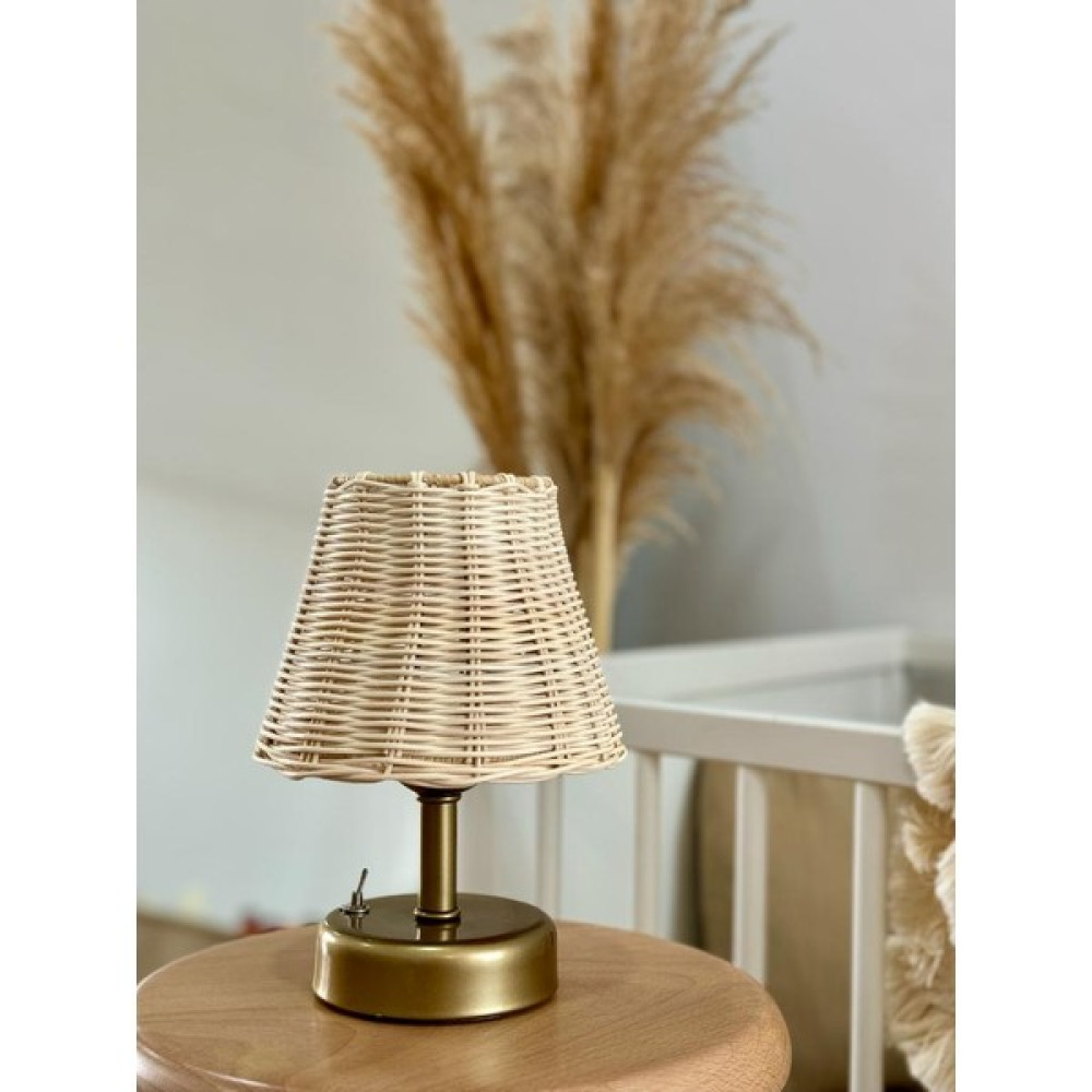 Maison Avf Rattan & Bambu Masa Üstü Kablosuz Pilli Abajur Masa Lambası Eskitme Gold Masa Lambası Fiyatı