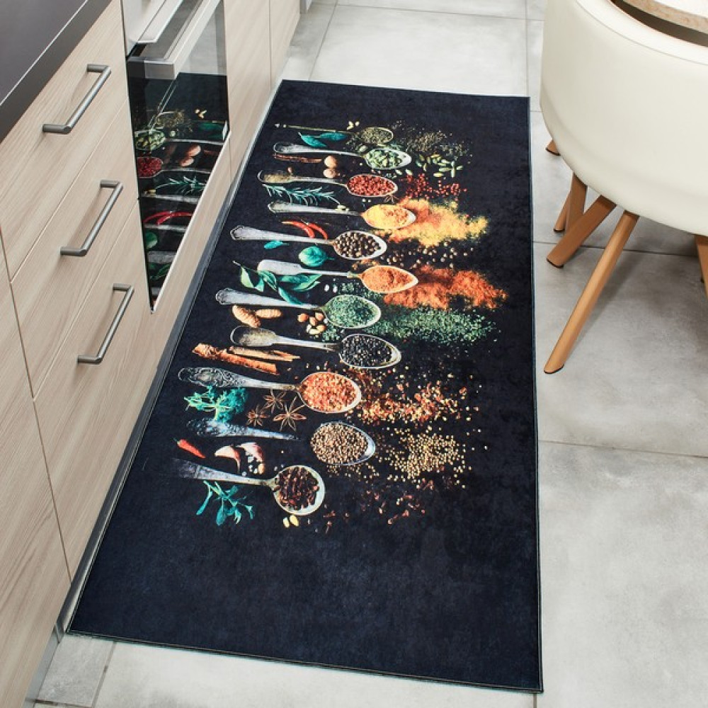 Maison Nazar Makine Yıkanabilir Mutfak Halısı, Mutfak, Pasaj Halısı, Banyo Halısı, Koridor Halısı - 50 x 80 cm - Siyah Salon Halısı Fiyatı