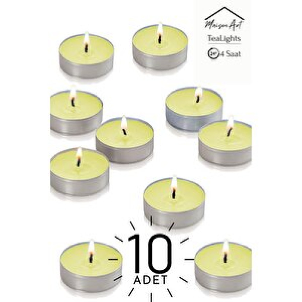 MaisonArt 10 Adet | Papatya Kokulu Tealight Mum | 4 Saat Yanar | Dekoratif Mumluk Mumu Dekoratif Mum Fiyatı