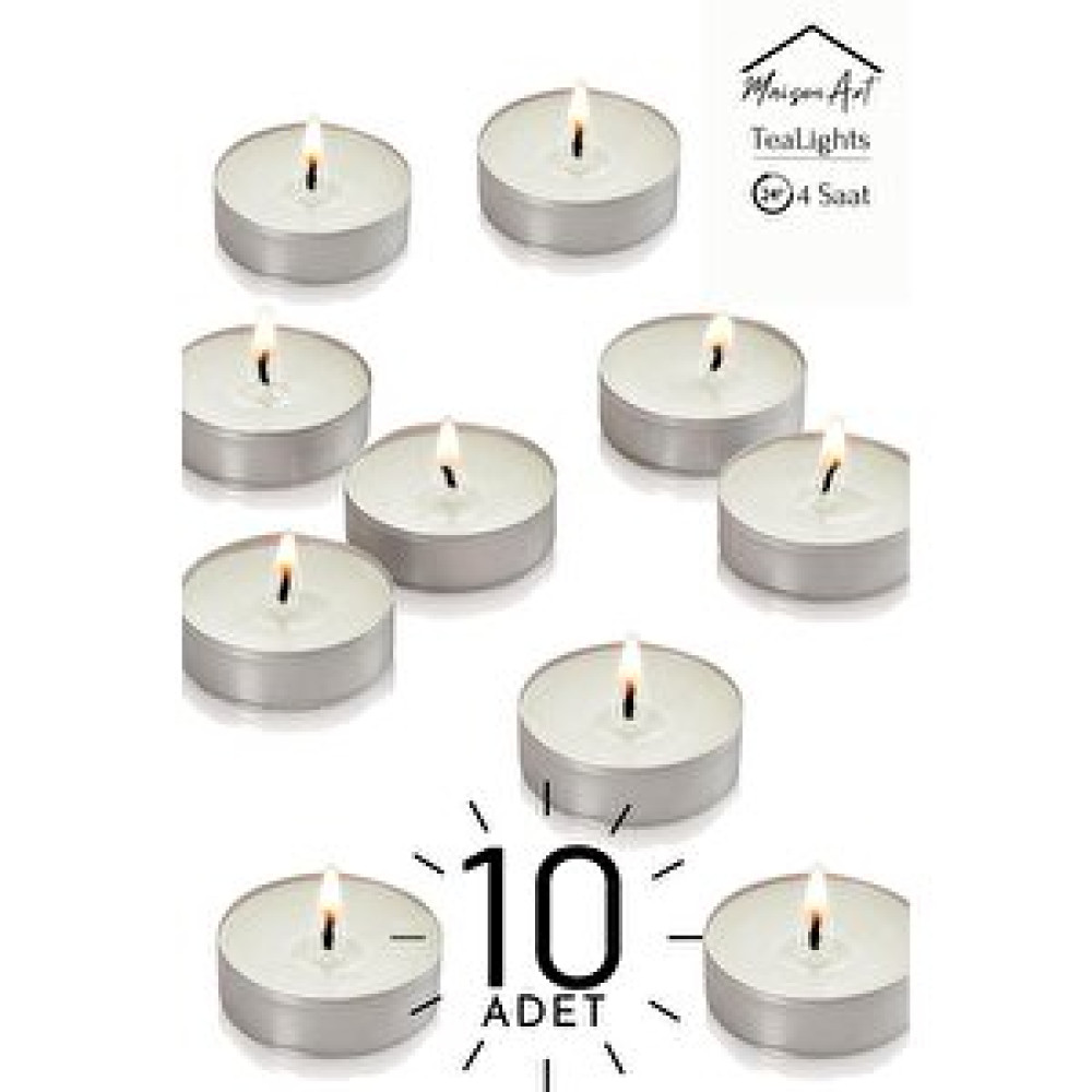 MaisonArt 10 Adet | Vanilya Kokulu Tealight Mum | 4 Saat Yanar | Dekoratif Mumluk Mumu Dekoratif Mum Fiyatı
