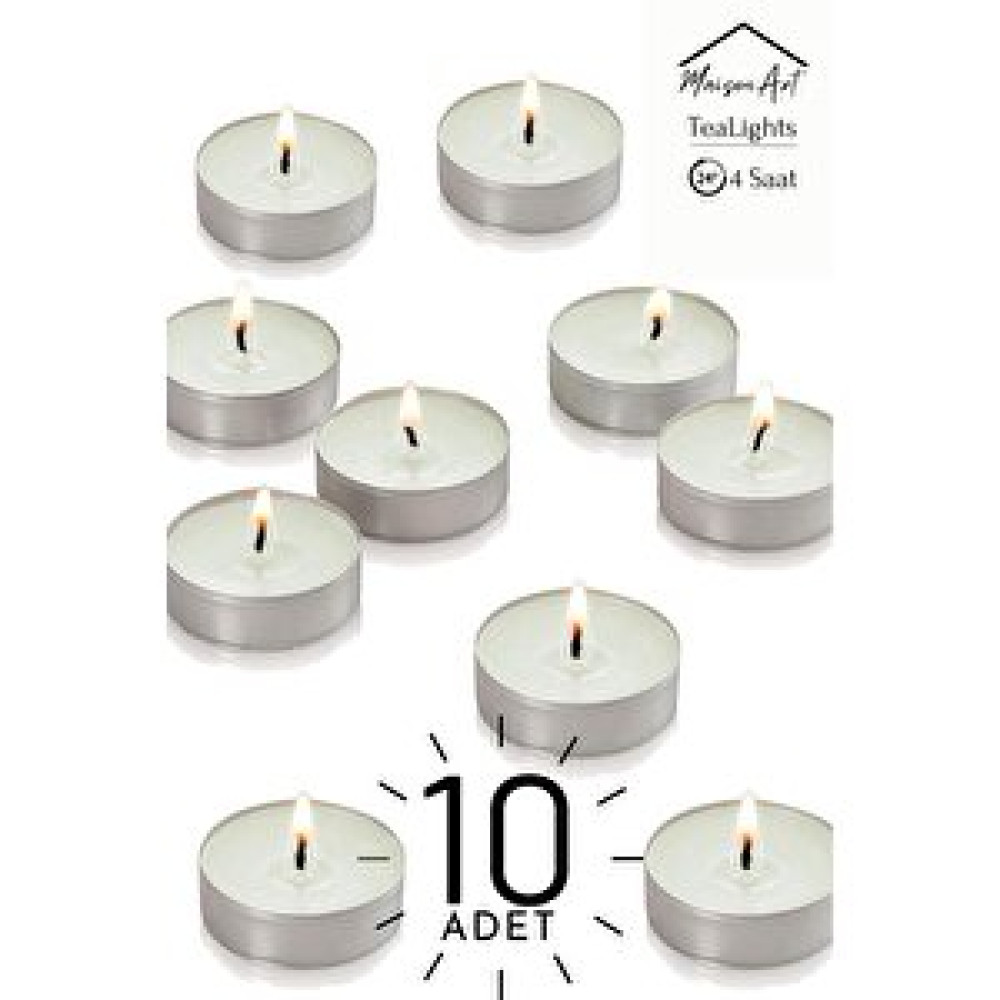 MaisonArt 10 Adet | Yasemin Kokulu Tealight Mum | 4 Saat Yanar | Dekoratif Mumluk Mumu Dekoratif Mum Fiyatı
